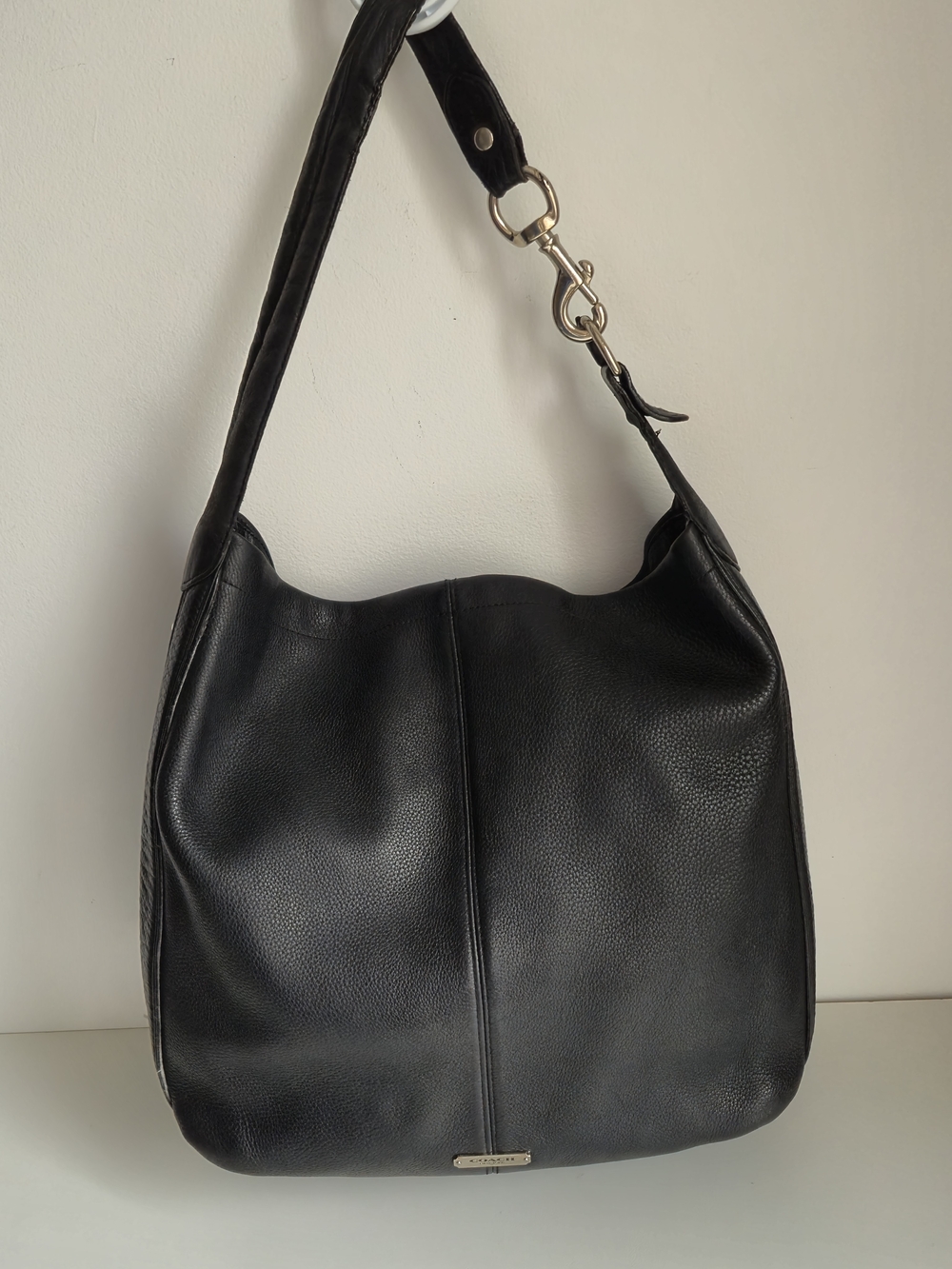 Coach Black Pebbled Leather Hobo Shoulder Bag
